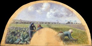 Montatura del ventaglio: I raccoglitori di cavoli da Camille Pissarro