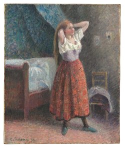 Donna che si acconcia i capelli da Camille Pissarro