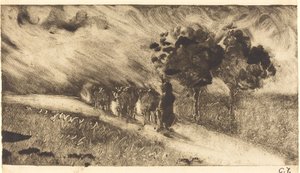 Mandria di Mucche al Crepuscolo, c. 1890 da Camille Pissarro