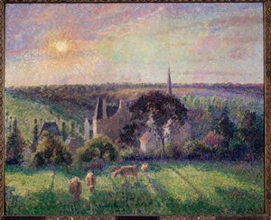Paesaggio a Eragny, chiesa e fattoria da Camille Jacob Pissarro