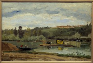 Le bac à la Varenne Saint Hilaire da Camille Jacob Pissarro