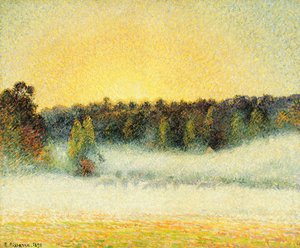 Tramonto nebbioso a Eragny da Camille Jacob Pissarro