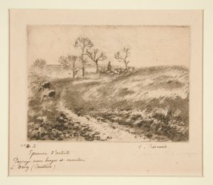 Paesaggio con pastore e pecore a Osny da Camille Pissarro