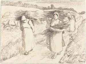 Contadini che portano bastoni