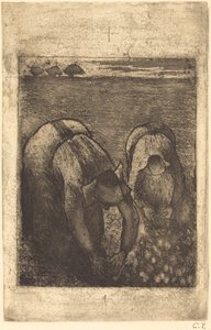 Contadini in un campo di fagioli da Camille Pissarro