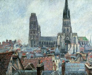 Tetti della Vecchia Rouen: Tempo grigio (Cattedrale) da Camille Pissarro