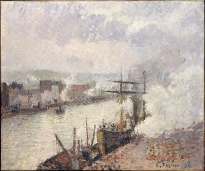 Battelli a vapore nel porto di Rouen da Camille Pissarro