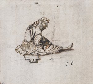 Studio di una figura femminile seduta che cuce, 1852