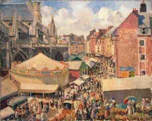 La fiera di Dieppe, mattina soleggiata da Camille Pissarro