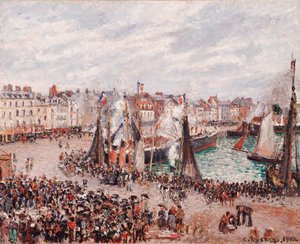 Il mercato del pesce, Dieppe: tempo grigio, mattina da Camille Pissarro