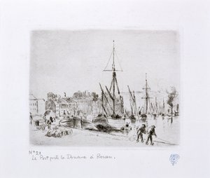 Il porto vicino alla dogana a Rouen da Camille Jacob Pissarro
