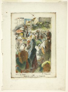 Il mercato a Gisors; Rue Cappeville da Camille Pissarro
