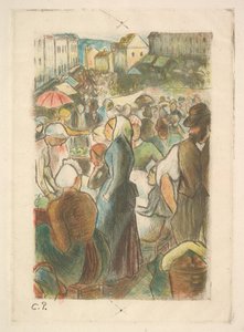 Il mercato a Gisors: Rue Cappeville da Camille Pissarro