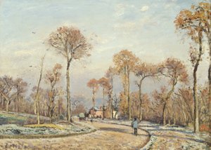 La strada per Versailles, Louveciennes: brina mattutina da Camille Jacob Pissarro