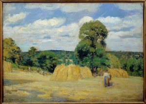 La raccolta a Montfoucault nella Mayenne da Camille Jacob Pissarro