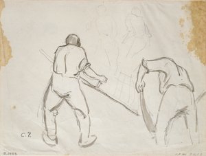 Tre studi di un mietitore maschio, c. 1870