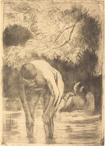 Due donne che fanno il bagno, 1895 da Camille Pissarro