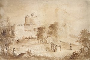 Veduta di una fortezza militare, Christiansfort, Charlotte Amalie, St Thomas, Indie Occidentali da Camille Jacob Pissarro
