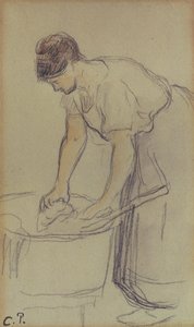 Donna che lava il bucato da Camille Pissarro