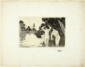 Donne che fanno il bagno: Giorno da Camille Pissarro