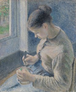 Giovane contadina che prende il caffè da Camille Pissarro