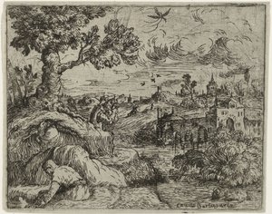 Paesaggio con cielo nuvoloso