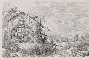 Paesaggio con donna al pozzo, dalla serie Vedute da Canaletto (Giovanni Antonio Canal)