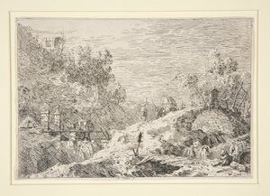 Paesaggio Montano con Cinque Ponti, dalle Vedute da Canaletto (Giovanni Antonio Canal)