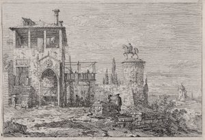 Il monumento equestre, dalla serie Vedute da Canaletto (Giovanni Antonio Canal)