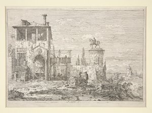 Il Monumento Equestre, dalla serie Vedute da Canaletto (Giovanni Antonio Canal)