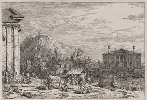Il mercato a Dolo, dalla serie Vedute da Canaletto (Giovanni Antonio Canal)