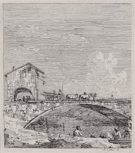 Il carro che passa su un ponte, dalla serie Vedute da Canaletto (Giovanni Antonio Canal)