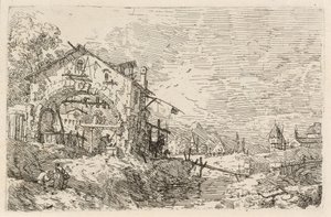 Paesaggio con Donna al Pozzo (ca. 1740) da Canaletto