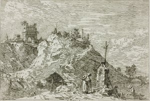 Paesaggio con il pellegrino in preghiera, da Vedute da Canaletto