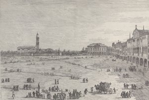 Prà della Valle: la metà destra della piazza di Prà della Valle a Padova, con il Col... da Canaletto