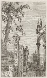 La tomba del vescovo (centro) da Canaletto
