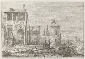 Il monumento equestre [in alto a destra], c. 1735-1746 da Canaletto