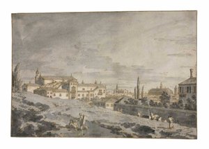 Veduta di Padova fuori dalle mura della città con la Chiesa di San Francesco da Giovanni Antonio Canal