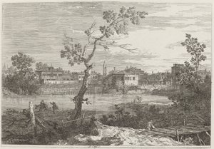 Veduta di una città su una riva del fiume, c. 1735-1746 da Canaletto