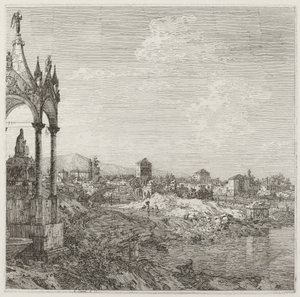Veduta di una città con la tomba di un vescovo, c. 1735-1746 da Canaletto