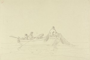 Schizzo di pescatori in una barca da Capt. Thomas Hastings