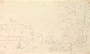 Schizzo di case vicino alla riva, Isola di Wight da Capt. Thomas Hastings