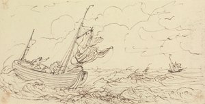 Schizzo di una Nave in un Mare Tempestoso