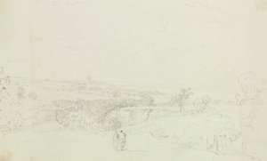 Paesaggio schizzato con castello in lontananza