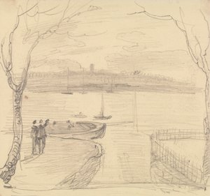 Vista schizzata da East Cowes, West Cowes in lontananza da Capt. Thomas Hastings