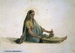 Moglie del Syce che macina il grano, India da Captain Cornelius Francis James