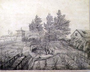 Veduta dei giardini di Napoleone I sul lato est di Longwood House