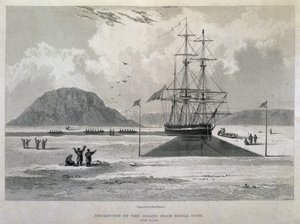 Partenza delle barche da Hecla Cove, 21 giugno 1827, da Journal of a Third Voyage for the Discovery of a North West Passage from the Atlantic to the Pacific performed in the Years 1824-25 in H.M.s da Captain George Francis Lyon