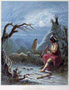 Indiano che suona un flauto - in "The iris: an illuminated souvenir for 1802", disegnato da Capt Eastman, ed. Hart, Philadelphia da Captain Seth (after) Eastman