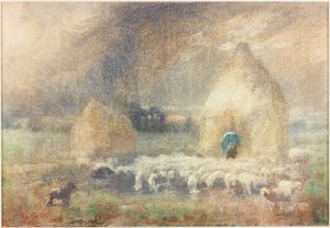La tempesta, pastore che si ripara vicino a un pagliaio da Captain William Brock